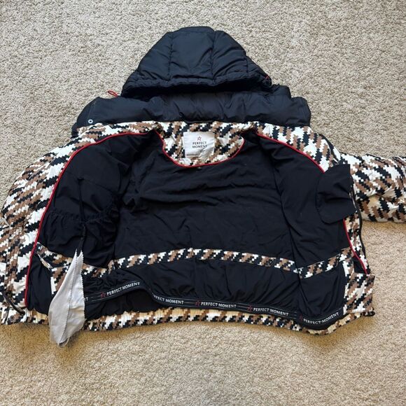Perfect Moment Women's Houndstooth Ski Jacket Puffer - Camel, Black & White - Picture 12 of 12